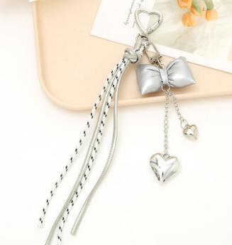 レザーリボンハートチャームLeather ribbon heart charm