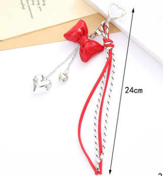 レザーリボンハートチャームLeather ribbon heart charm (milk white)