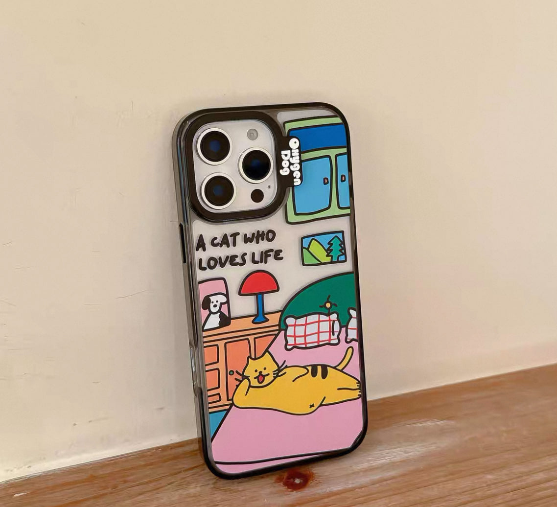 カートゥーンのソファ猫デザインで、汚れに強いスマホケース (Cartoon sofa - cat - designed dirt - resistant phone case)(SJK083)