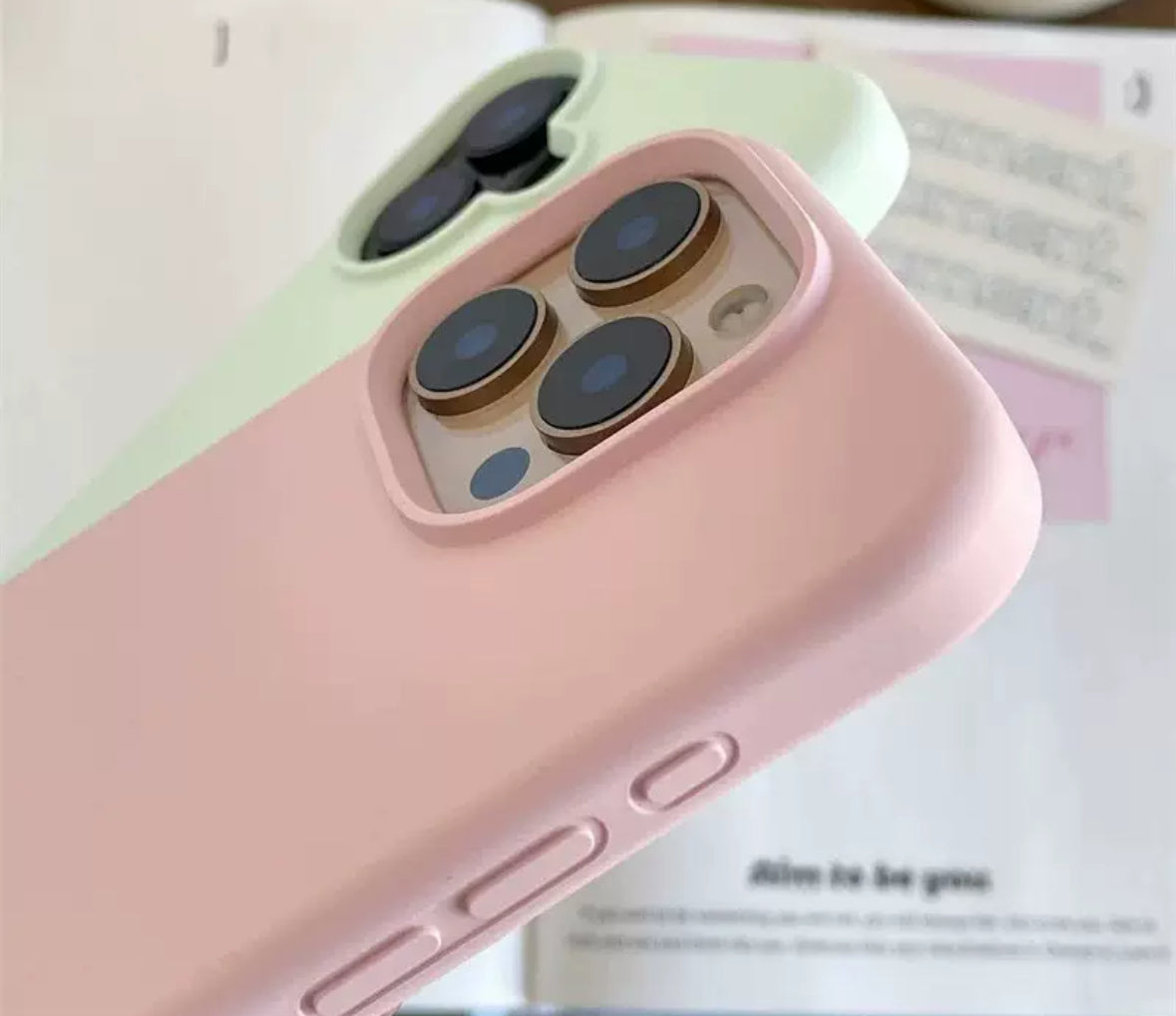 モーランディピンクの液状シリコンスマホケース (Morandi pink liquid silicone phone case)(SJK074)