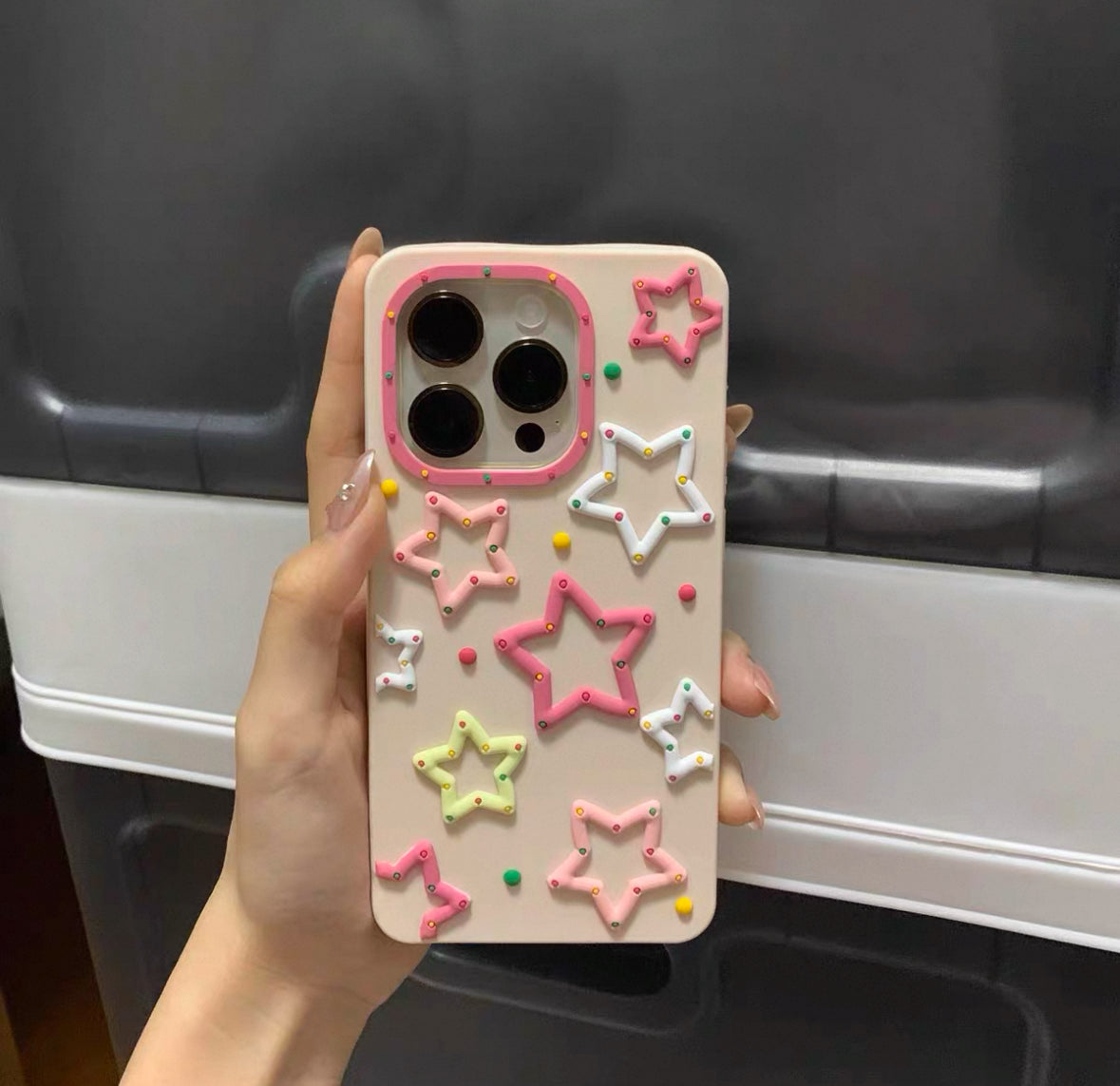 五角星形の浮き彫りのスマホケース(Phone case with five-pointed star relief)(SJK014)