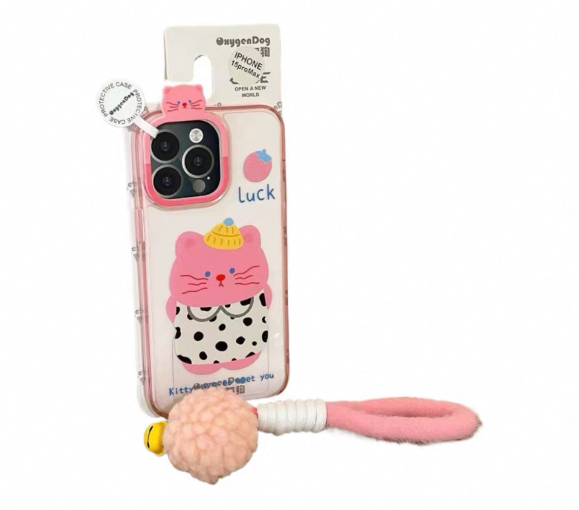 カートゥーン風の可愛い猫デザインの透明スマホケース (Cartoon - style cute cat - designed transparent phone case)(SJK078)