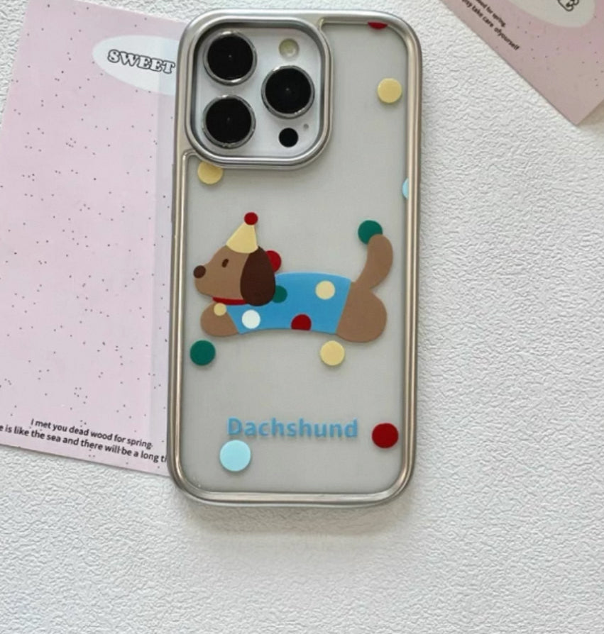 透明でカラフルなドット模様のスマホケース(Transparent phone case with colorful dot patterns)(SJK007)