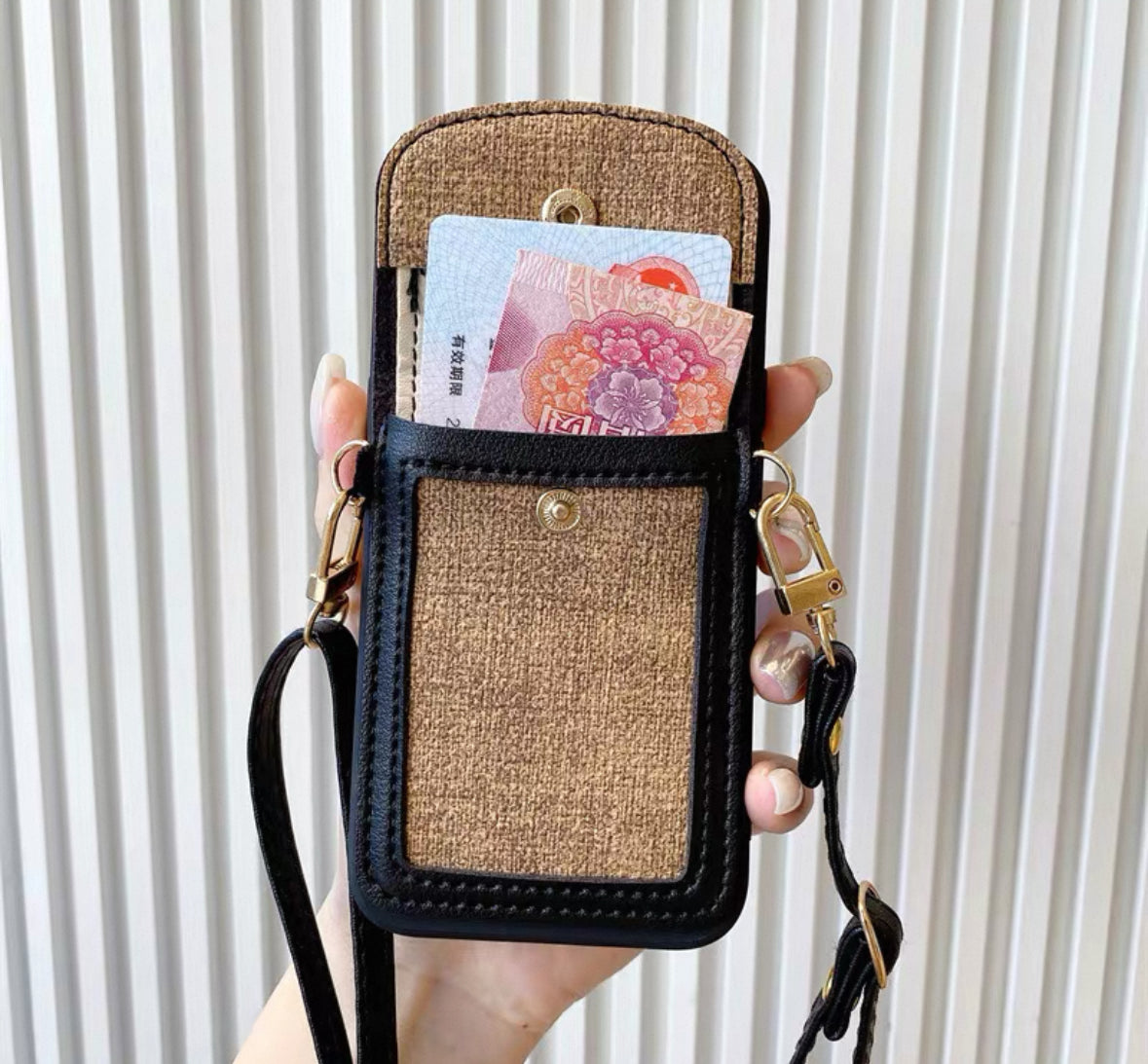 花柄の小銭・カード入れ付きスマホケース (Flower - patterned phone case with a coin and card holder)(SJK077)