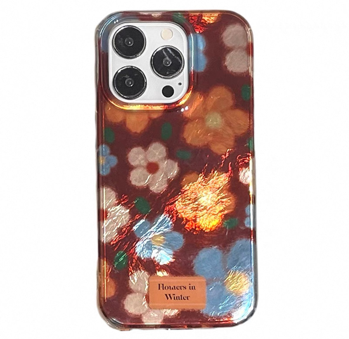 ヴィンテージな花柄と氷河模様のスマホケース (Vintage Floral and Glacier Texture Phone Case)(SJK022)