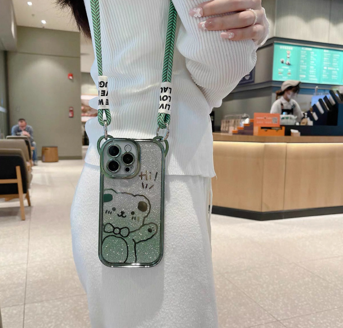 キラキラしたメッキ加工ベアスマホケース (listening electroplated bear phone case)(SJK045)