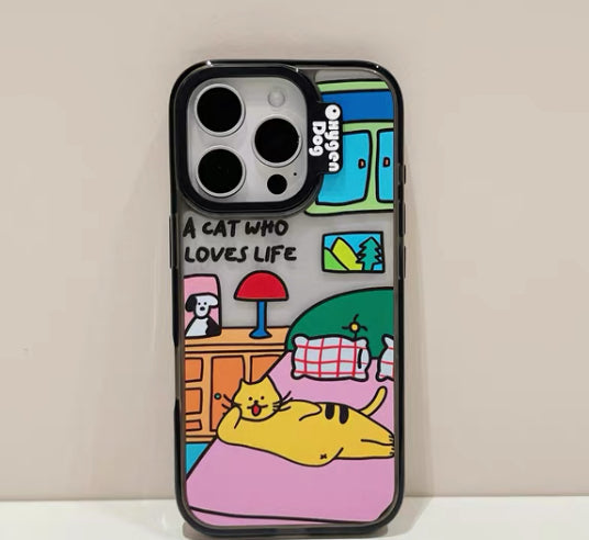 カートゥーンのソファ猫デザインで、汚れに強いスマホケース (Cartoon sofa - cat - designed dirt - resistant phone case)(SJK083)