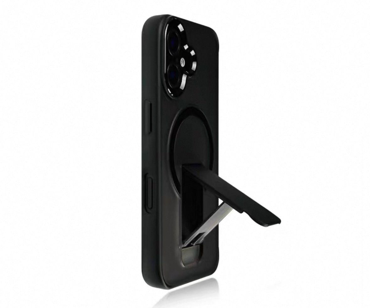 折りたたみ式の隠しマグネット付き黒色のスマホケース (Foldable hidden - magnetic black phone case)(SJK069))