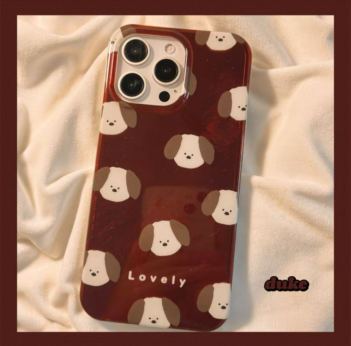 キャラクター風の赤い犬のスマホケース(Cartoon red dog phone case)(SJK018)