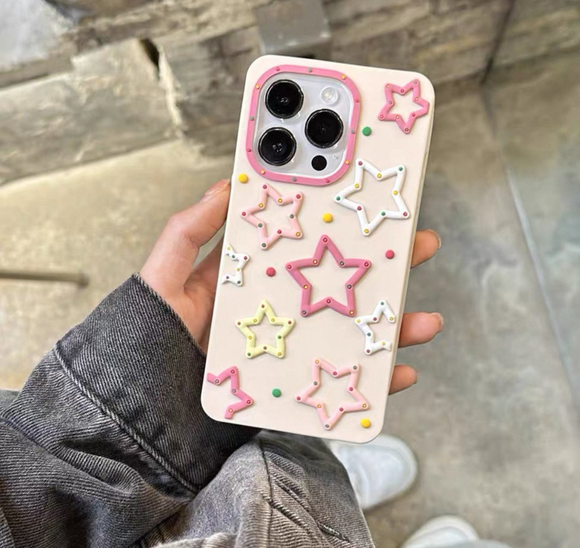 五角星形の浮き彫りのスマホケース(Phone case with five-pointed star relief)(SJK014)