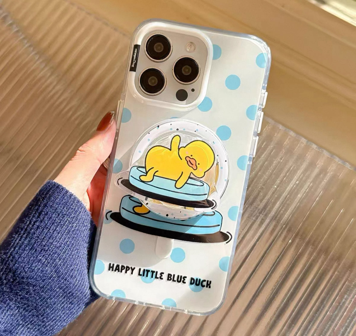 オキシゲン感溢れる黄色いアヒルデザインの 磁石付きスマホケース (Oxygen - infused yellow duck - themed magnetic phone case)(SJK092)