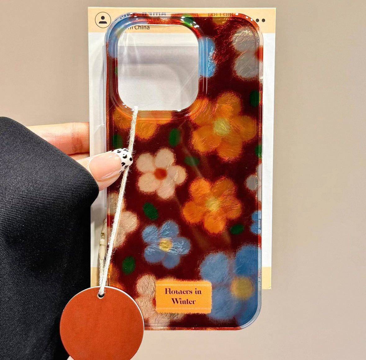 ヴィンテージな花柄と氷河模様のスマホケース (Vintage Floral and Glacier Texture Phone Case)(SJK022)