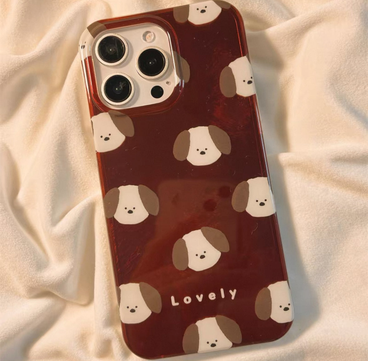 キャラクター風の赤い犬のスマホケース(Cartoon red dog phone case)(SJK018)