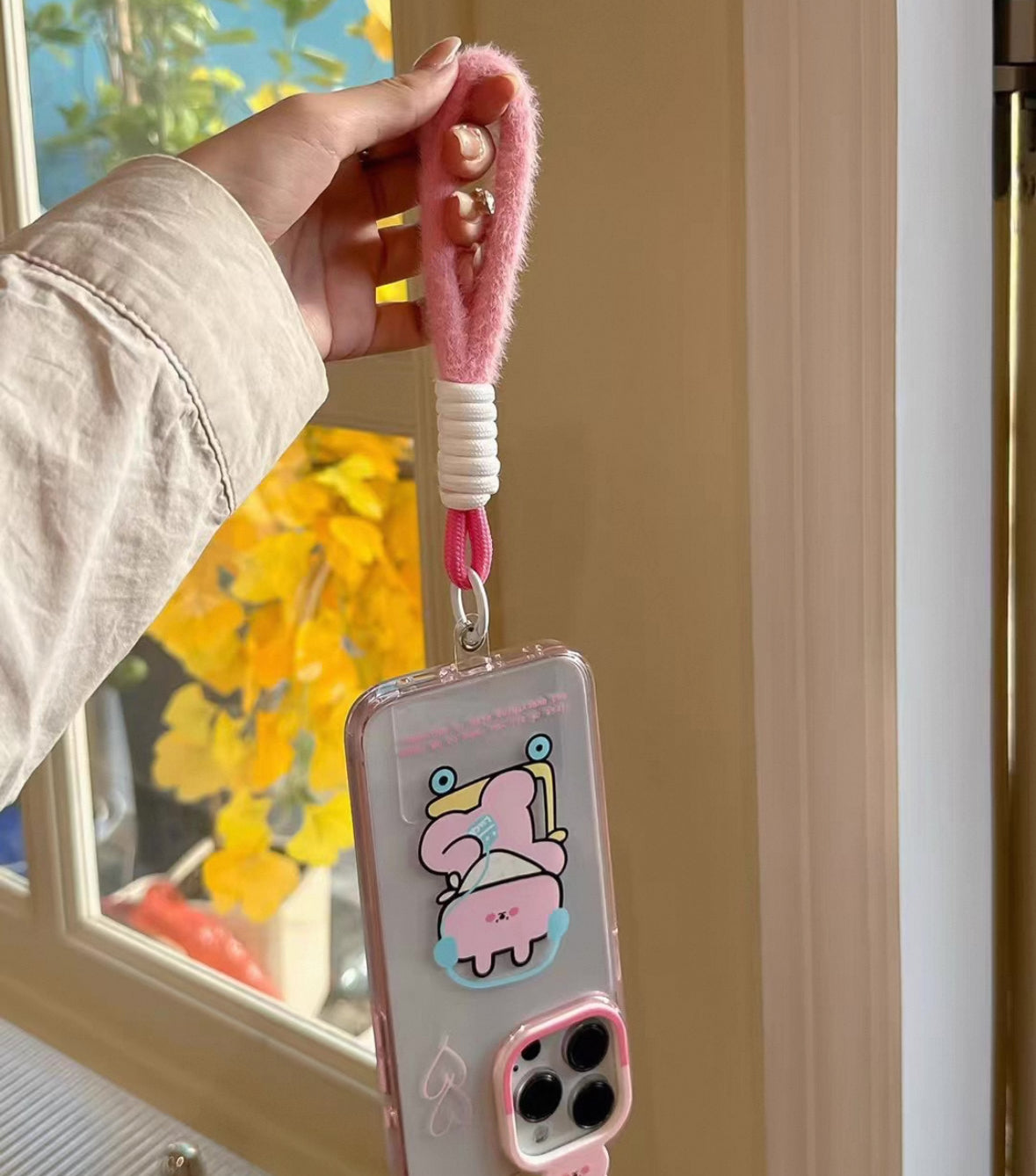 とても可愛い、メガネをかけたウサギとイヤホンデザインのスマホケース (Adorably cute earphone - rabbit - designed phone case)(SJK084)