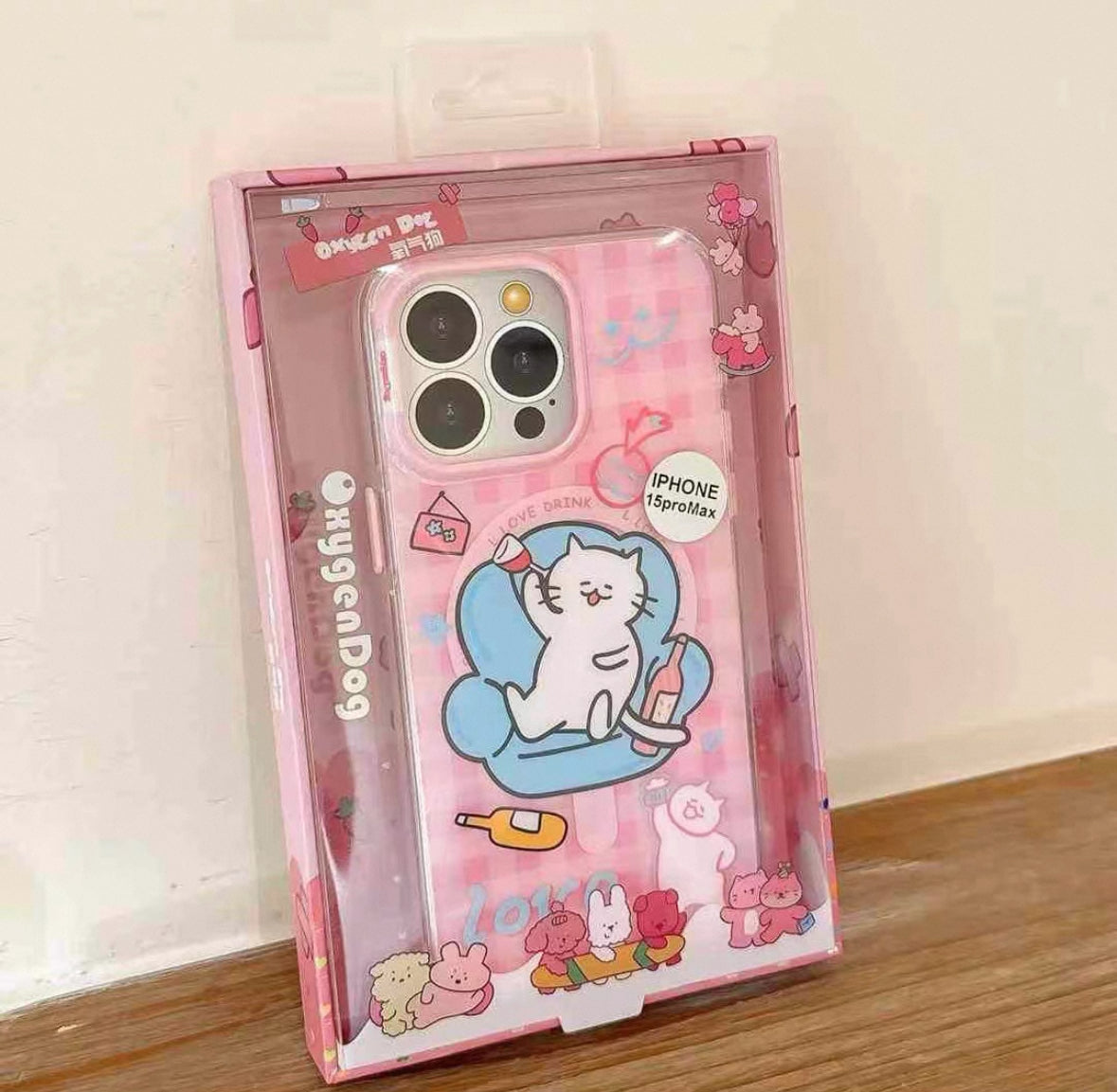 オリジナルの酔ったネコのデザインで、磁石付きのフルカバーカートゥーンスマホケース (Original drunk - cat - themed full - coverage cartoon phone case with magnetic function)(SJK095)