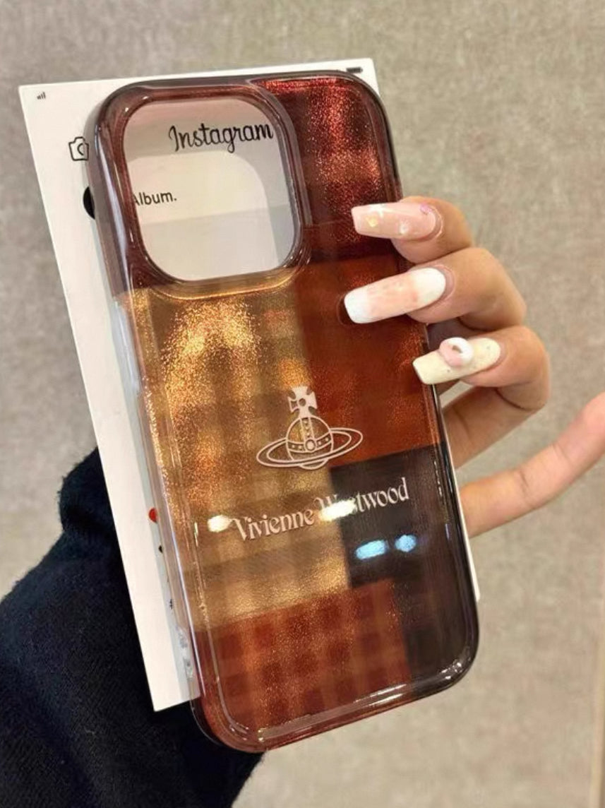 ヴィンテージなブラウンの土星デザインスマホケース(Vintage brown Saturn-themed phone case)(SJK017)