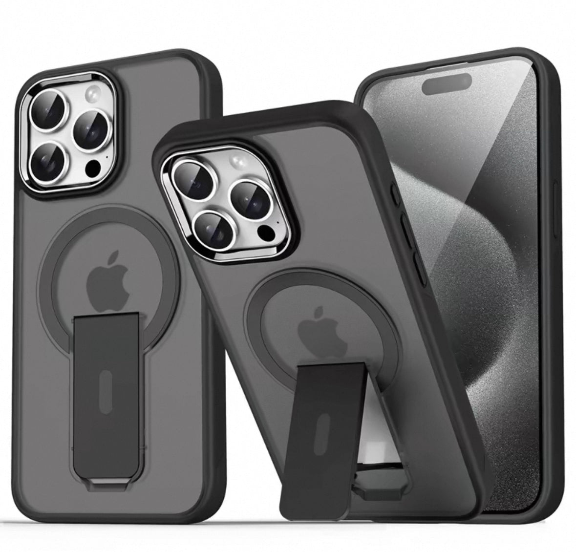 折りたたみ式の隠しマグネット付き黒色のスマホケース (Foldable hidden - magnetic black phone case)(SJK069))