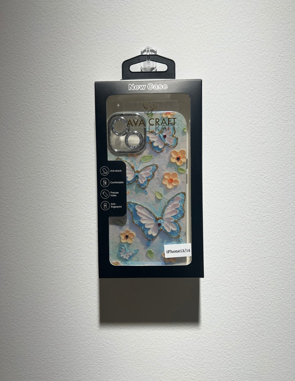 ブルーライトの油絵柄バタフライスマホケース ()Blue - light oil - painting butterfly phone case)(SJK028))