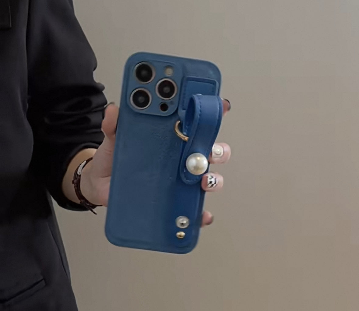 ニッチなヴィンテージ革柄真珠スマホケース(Niche Vintage Leather - Grain Pearl Phone Case)(SJK020)