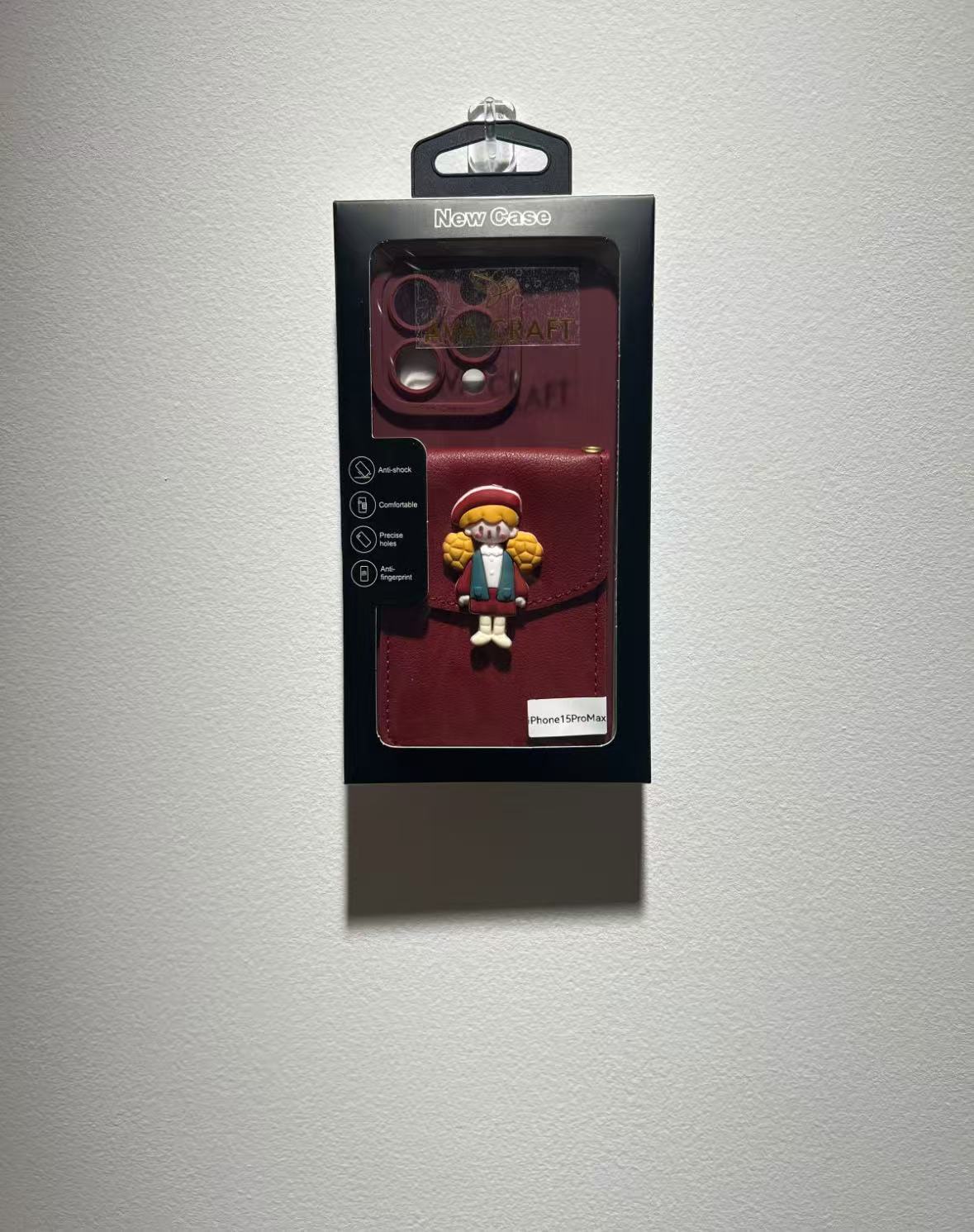 ポップコーンの少女が描かれたワインレッドのスマホケース (Wine - red phone case featuring popcorn girls)(SJK030)