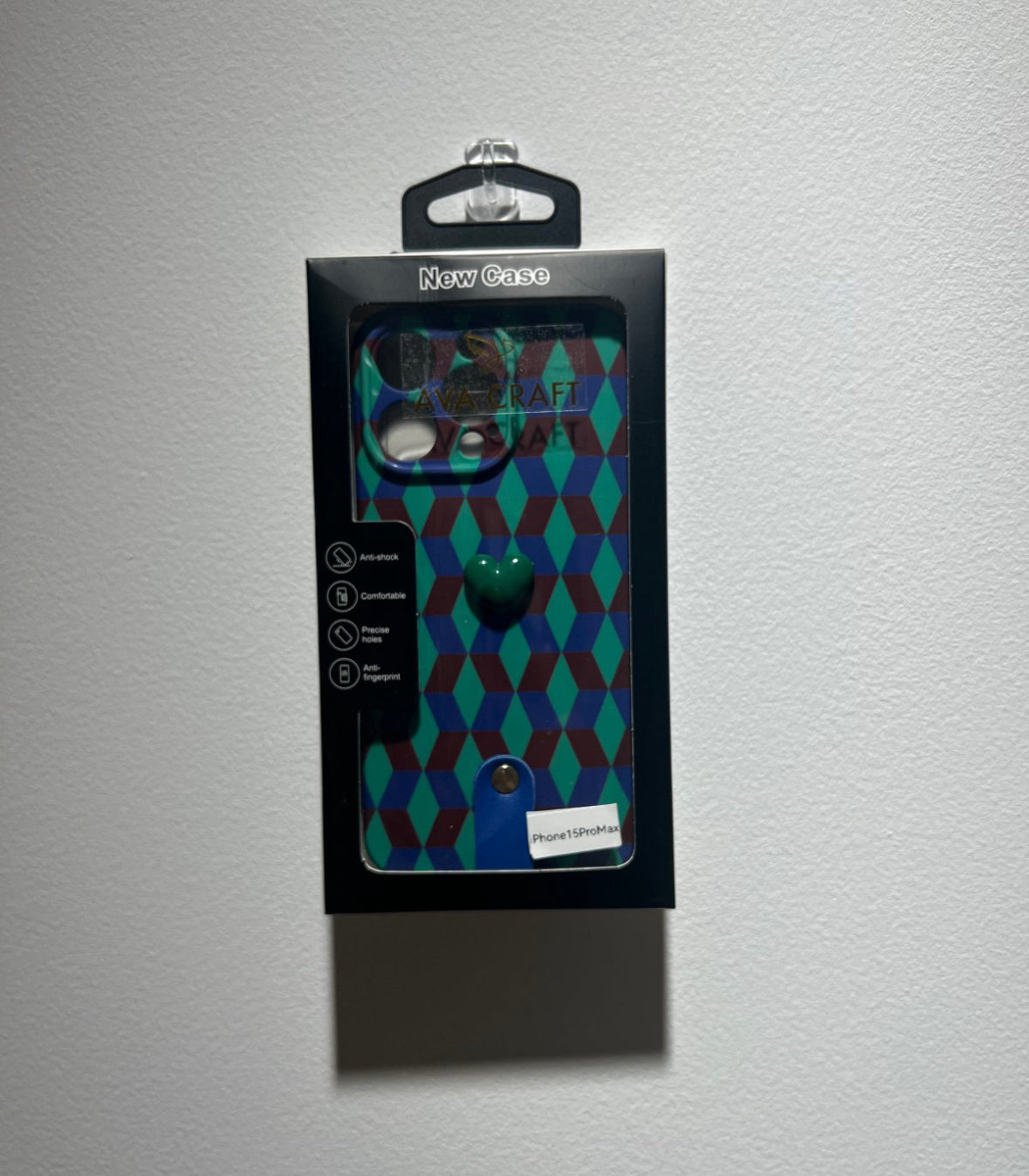 孔雀青のハート菱模様のスマホケース (Peacock blue phone case with heart - shaped diamond patterns)(SJK024)
