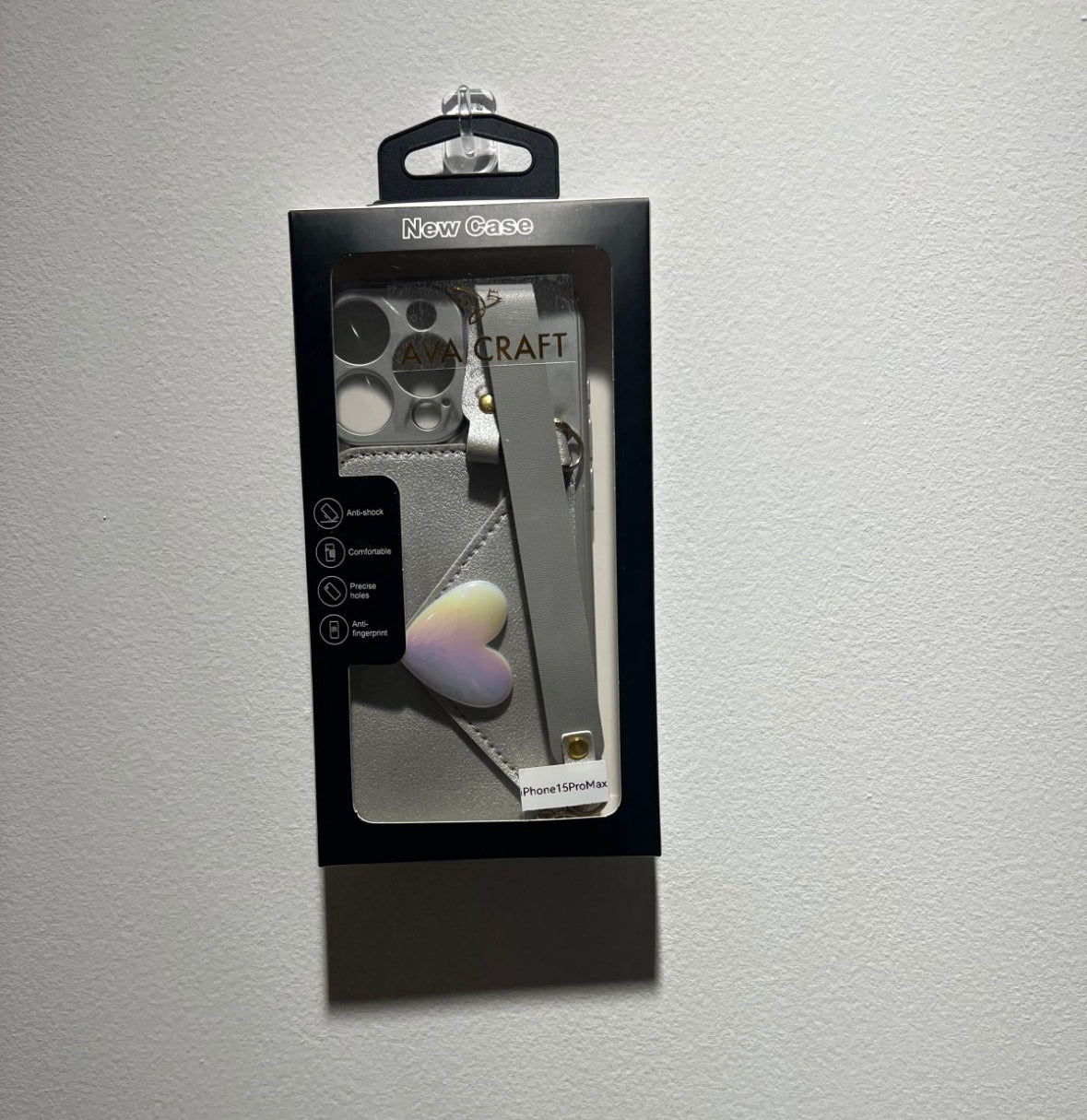 シルバー レーザー ハート形のウリスバンド付きスマホケース(Silver laser heart-shaped wristband phone case)(SJK052)