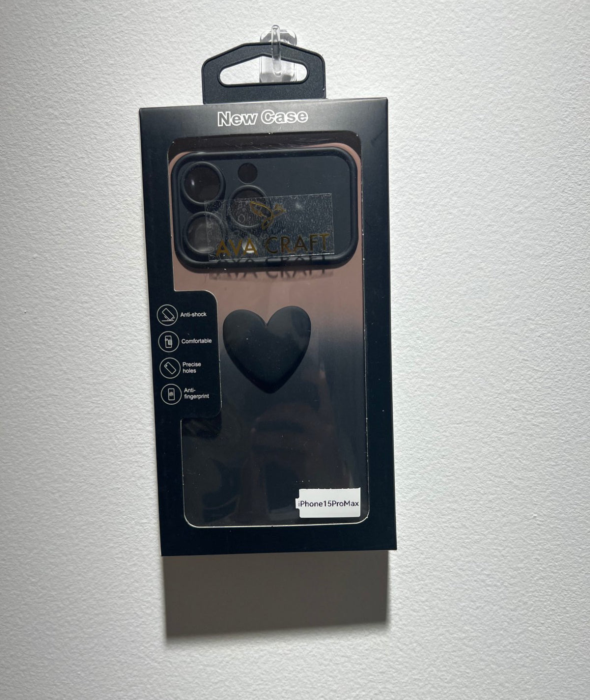 ピンクと黒のコントラストカラーで、ハートデザインのスマホケース (Pink and black contrast - colored phone case with a heart design)(SJK059)