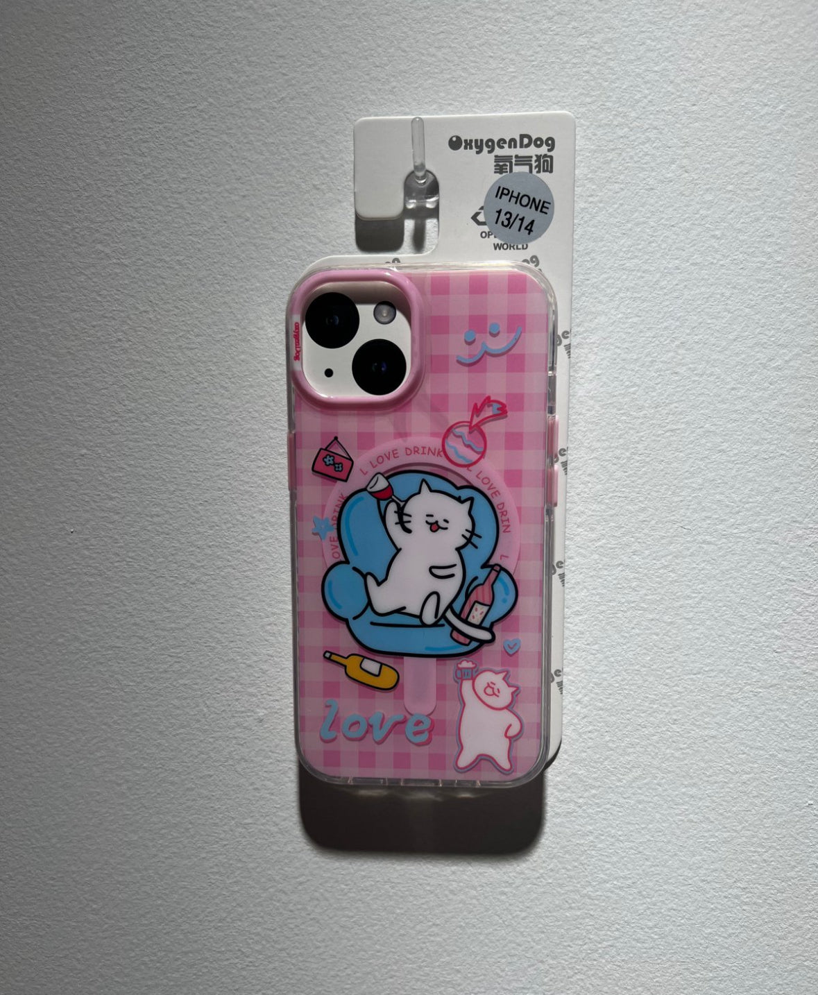 オリジナルの酔ったネコのデザインで、磁石付きのフルカバーカートゥーンスマホケース (Original drunk - cat - themed full - coverage cartoon phone case with magnetic function)(SJK095)