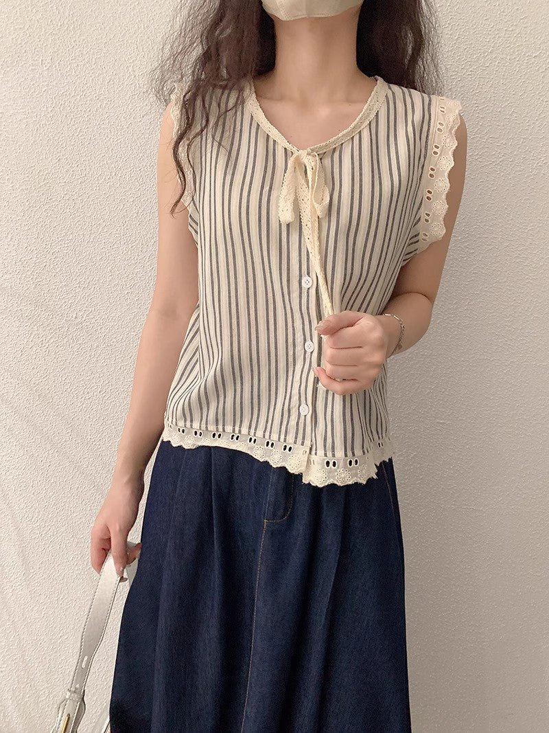 縦縞のベストシャツVertical striped vest shirt