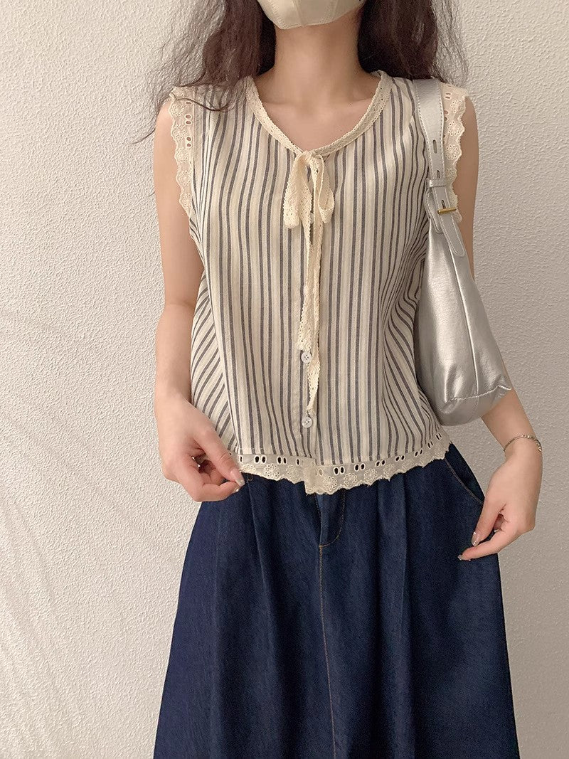 縦縞のベストシャツVertical striped vest shirt