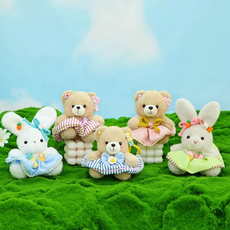ふわふわウサギふわふわクマぬいぐるみのストラップですMianmian Rabbit and Mai Le Bear plush toy pendant
