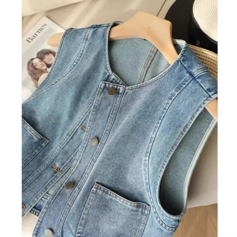デニムベストベストDenim vest waistcoat