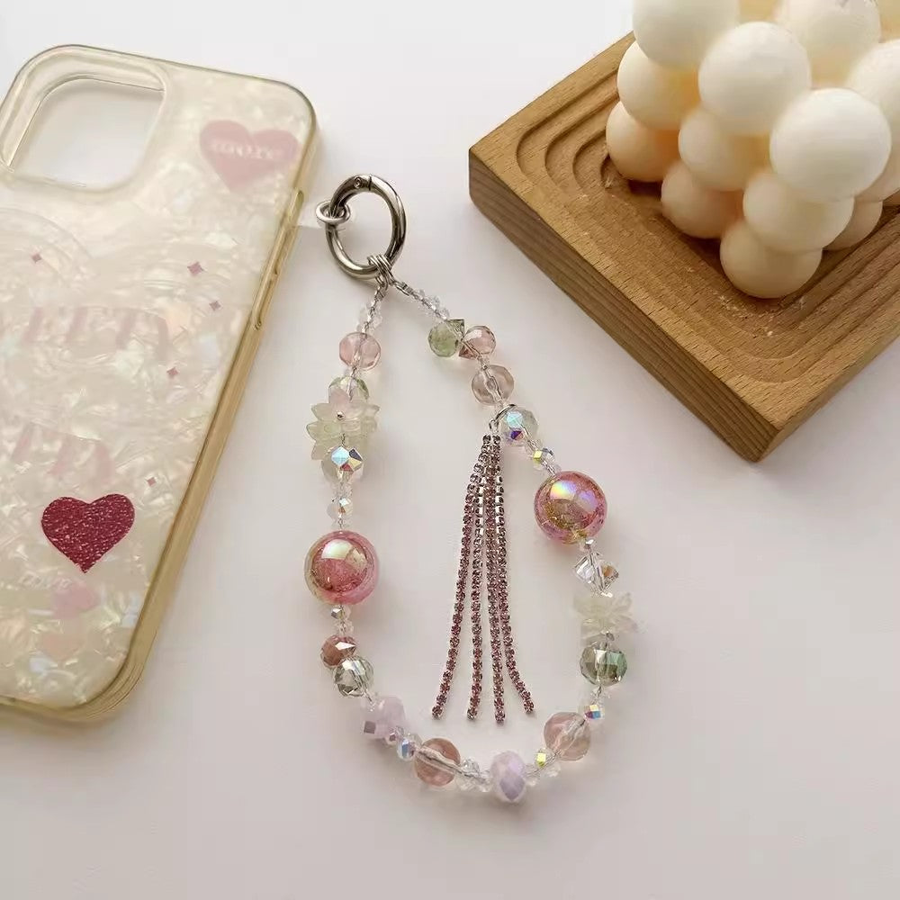 花柄キーホルダー飾りですFlower claw chain keychain pendant