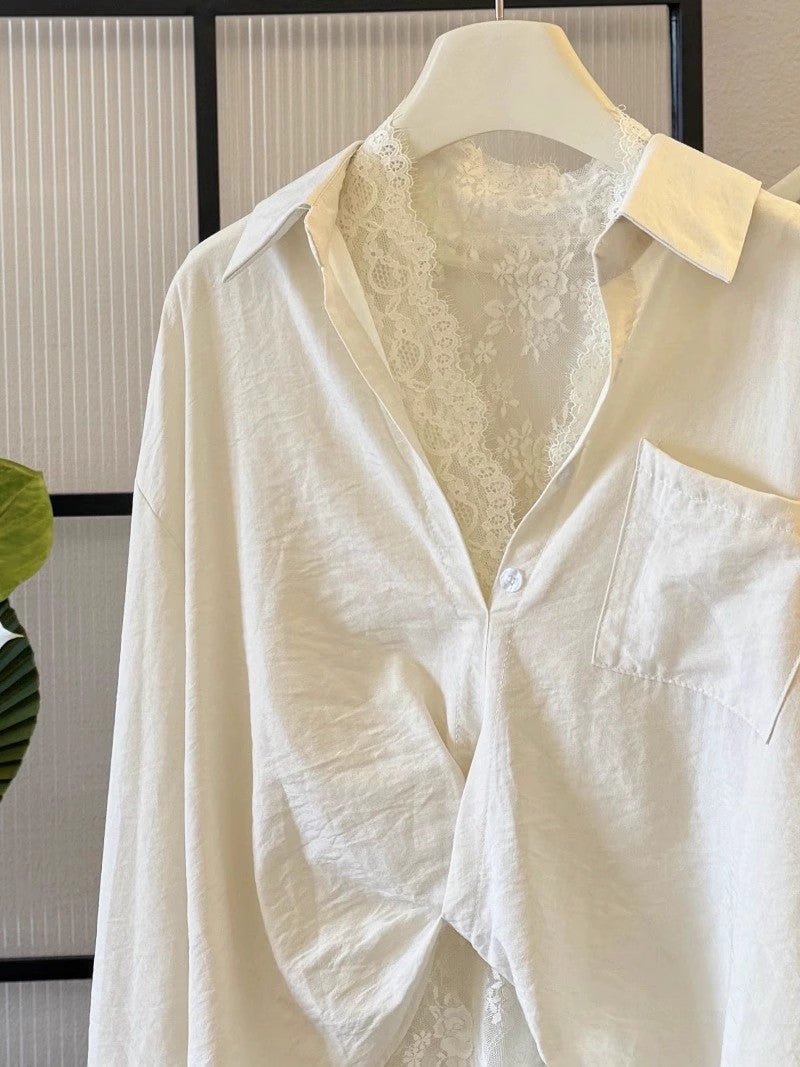 開襟の長袖シャツLong sleeve shirt with open collar
