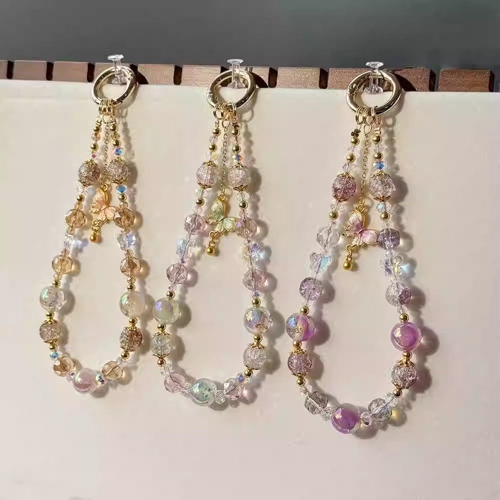 クリスタルビーズのキーホルダーです。Crystal beaded key chain