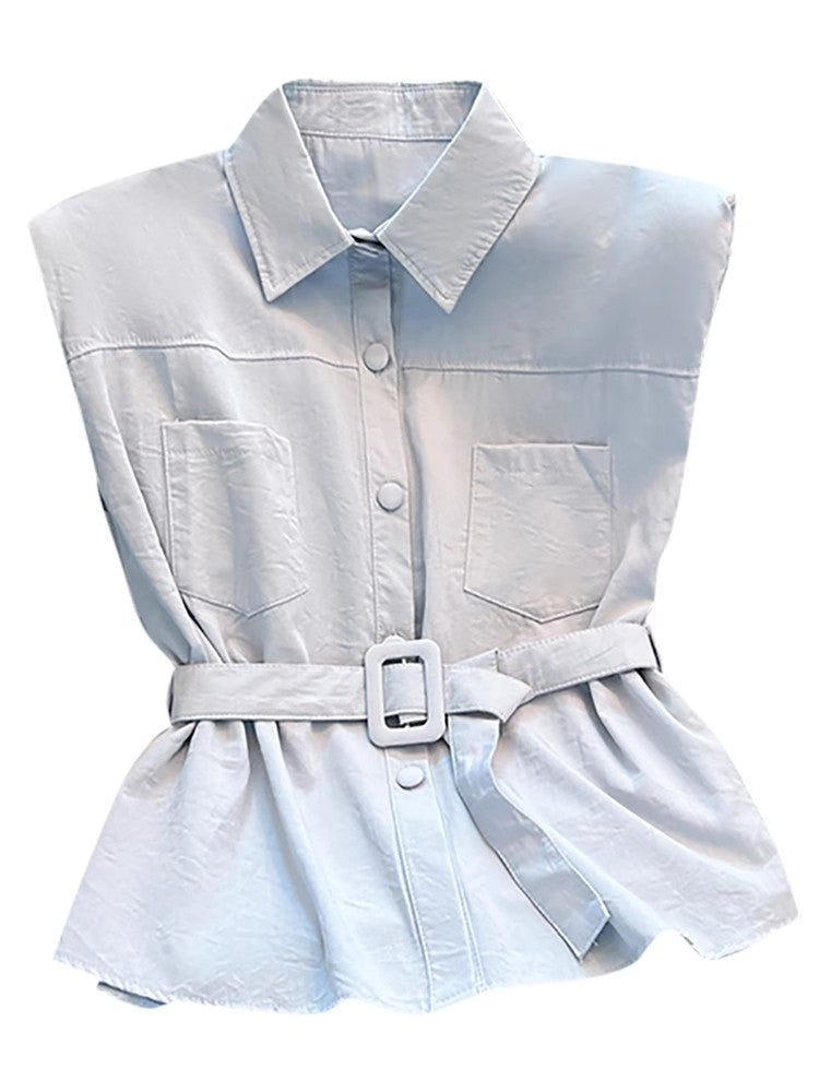 カーディガンのシャツSmall fly-sleeved lapel shirt