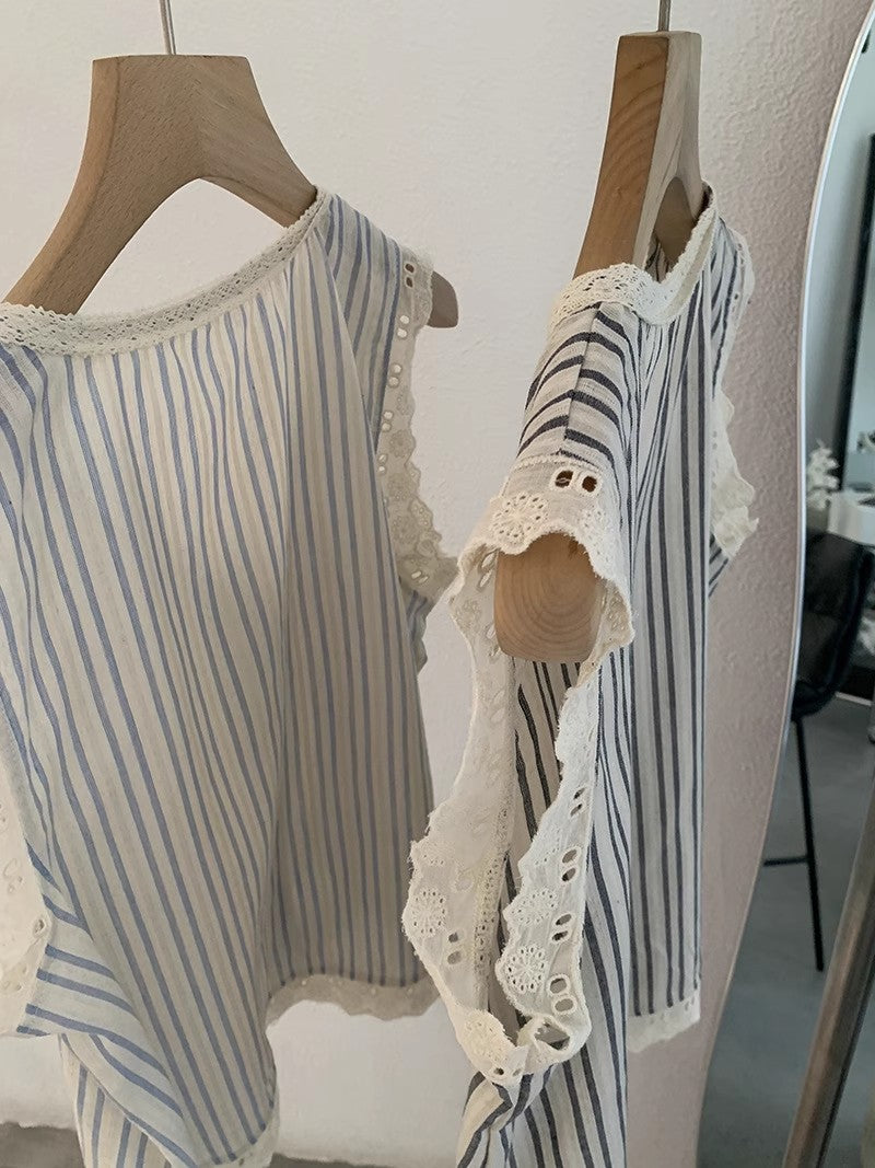 縦縞のベストシャツVertical striped vest shirt