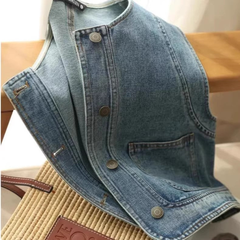 デニムベストベストDenim vest waistcoat