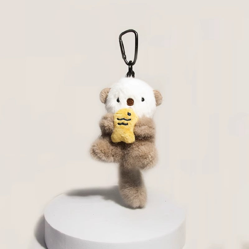 大きなしっぽカワウソチャーム(ライトカーキ)Big tail otter charm (light khaki)
