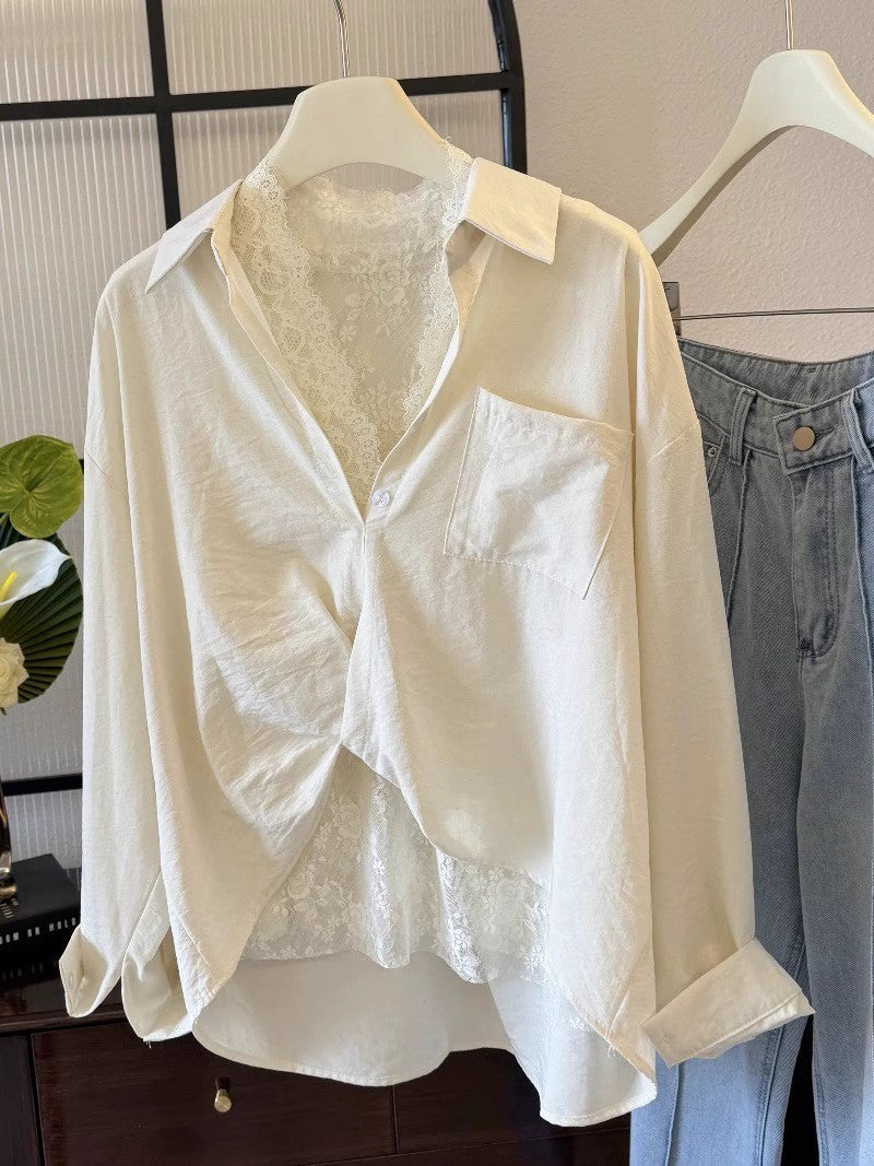 開襟の長袖シャツLong sleeve shirt with open collar