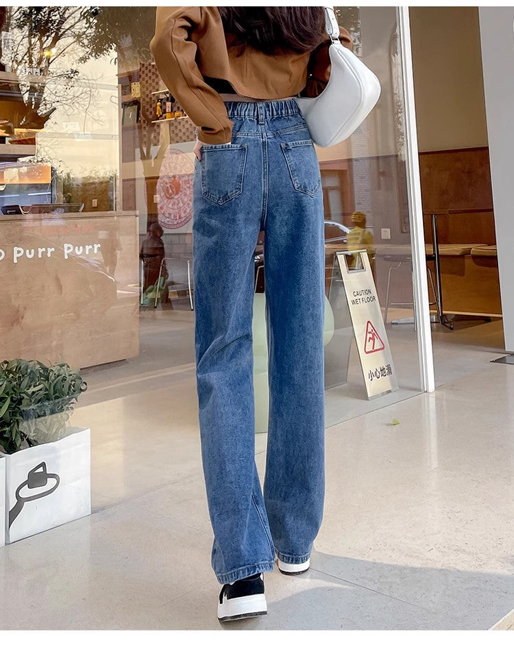 レトロなハイウエストジーンズRetro high-waisted jeans