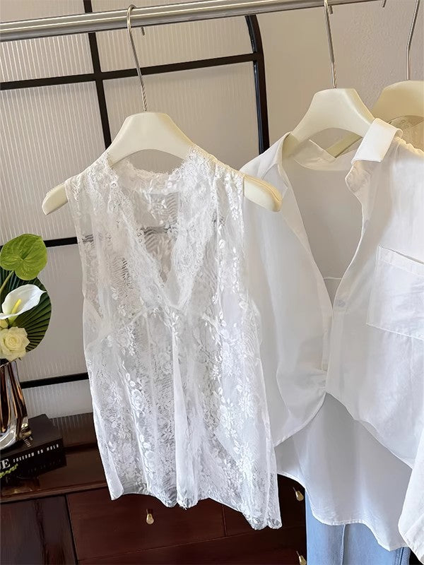 開襟の長袖シャツLong sleeve shirt with open collar