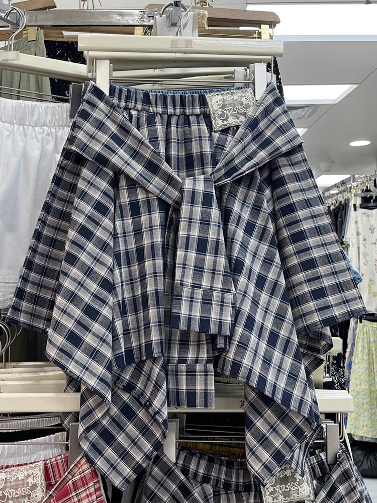 チェックのスカートIrregular plaid skirt