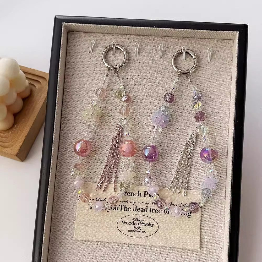 花柄キーホルダー飾りですFlower claw chain keychain pendant