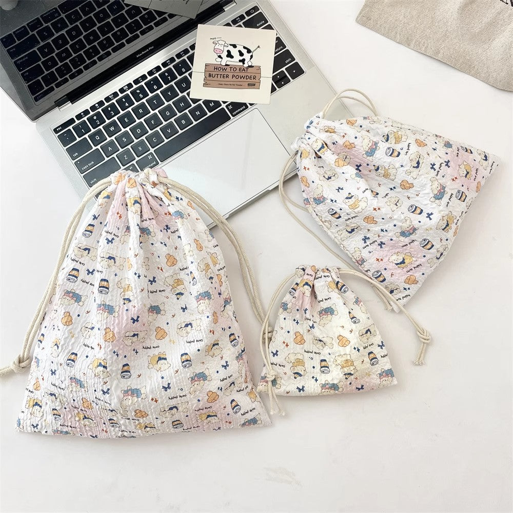 エンボスのキャラクター巾着袋ですEmbossed cartoon drawstring pocket
