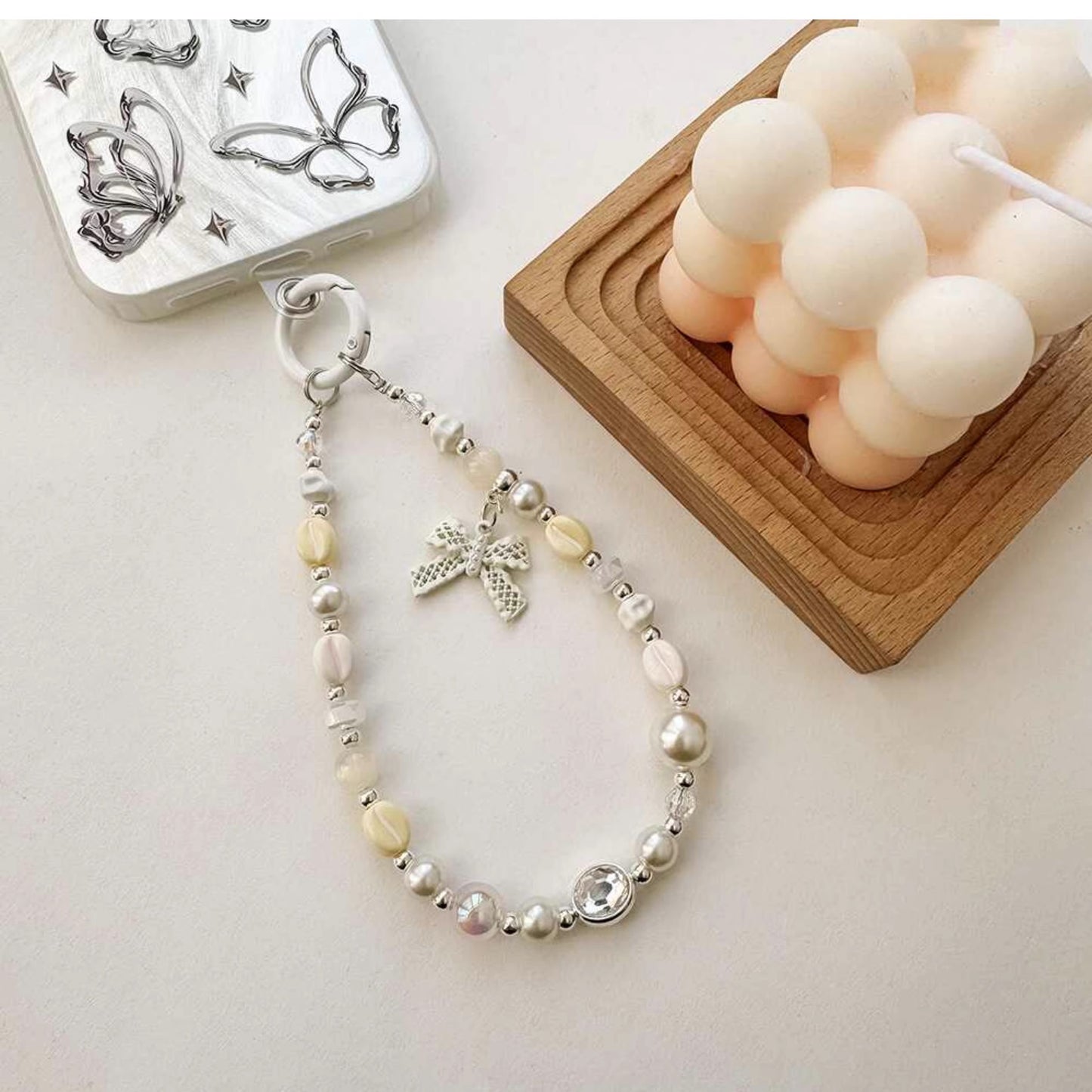 コーヒー豆ビーズ携帯ストラップですCoffee bean beaded mobile phone chain