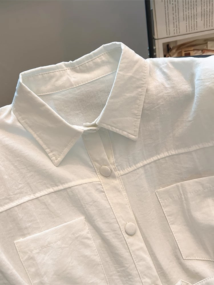 カーディガンのシャツSmall fly-sleeved lapel shirt