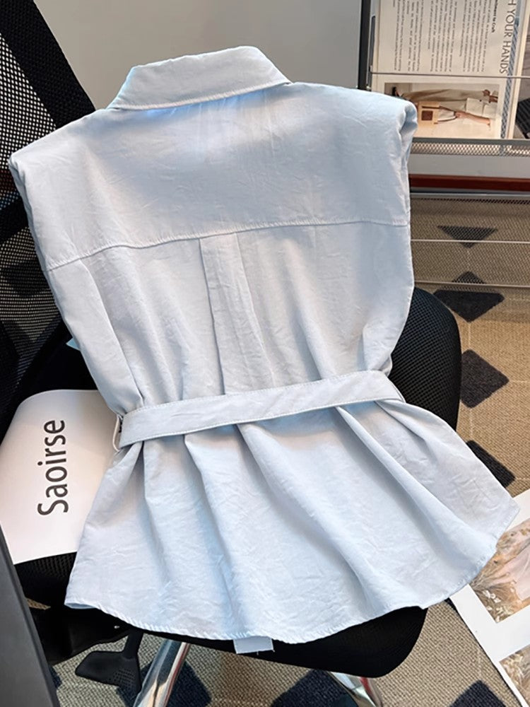 カーディガンのシャツSmall fly-sleeved lapel shirt