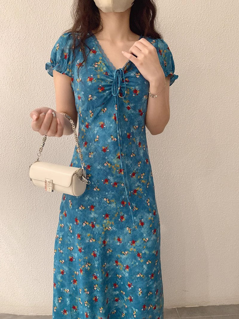 ロングシフォンワンピース夏ですLong chiffon dress