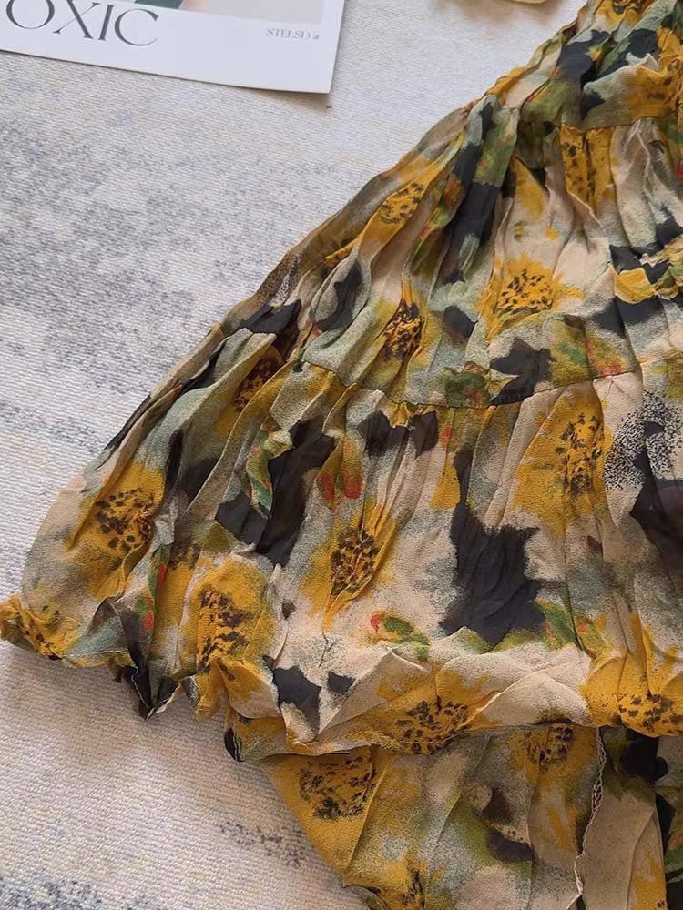 ドレープスカートDrape floral dress